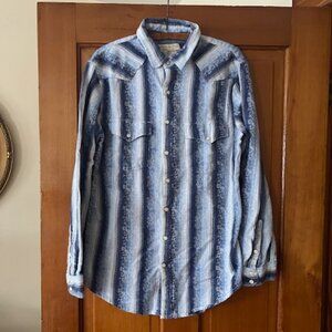 VINTAGE The Territory Ahead Western Cotton Snap Button Up Shirt Men's Size MT